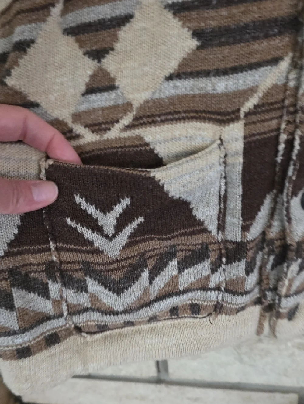 Ralph Lauren Shawl Collar Cardigan in Brown & Cream - Picture 3 of 6